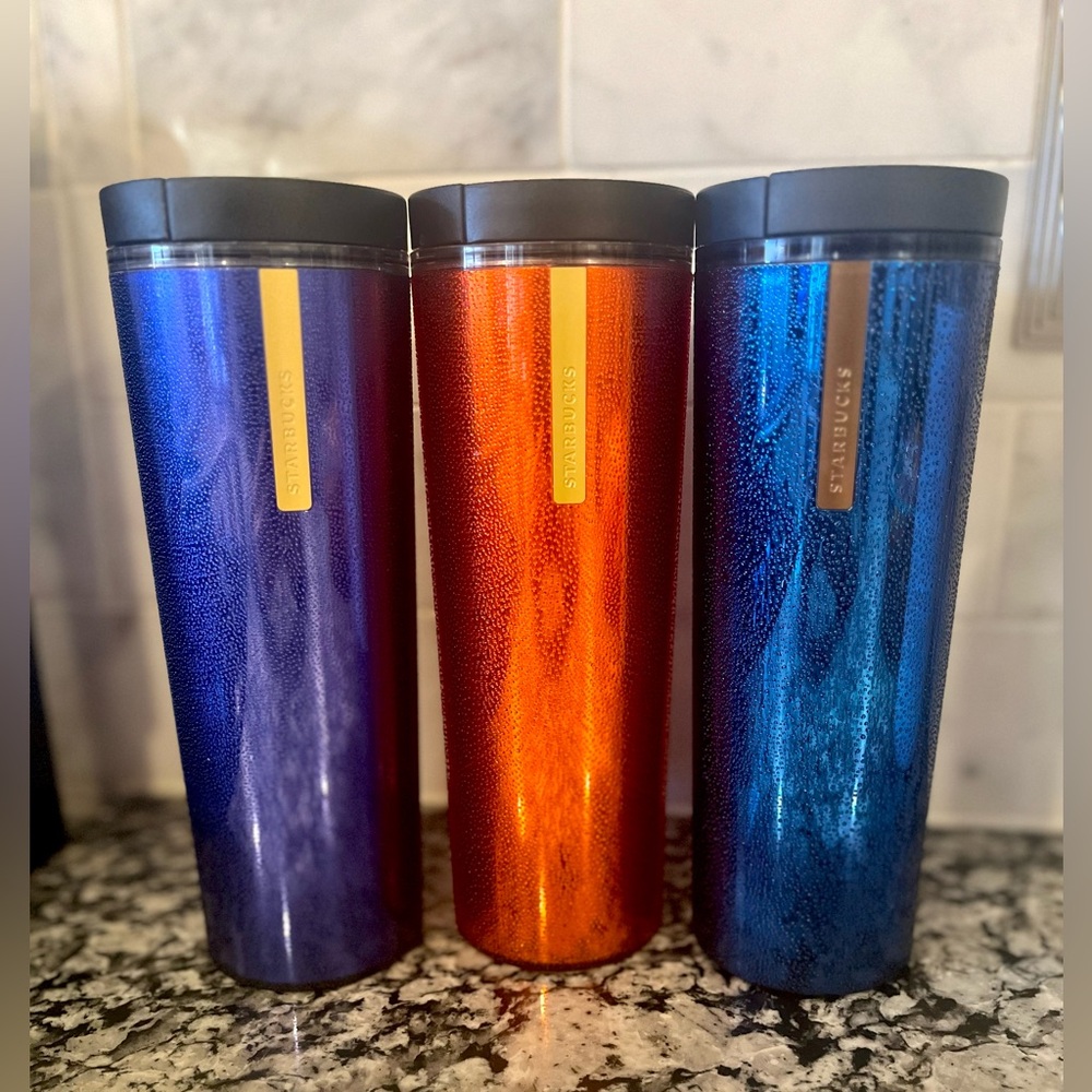Like New💜🧡💙Starbucks 3-16 oz Tumblers